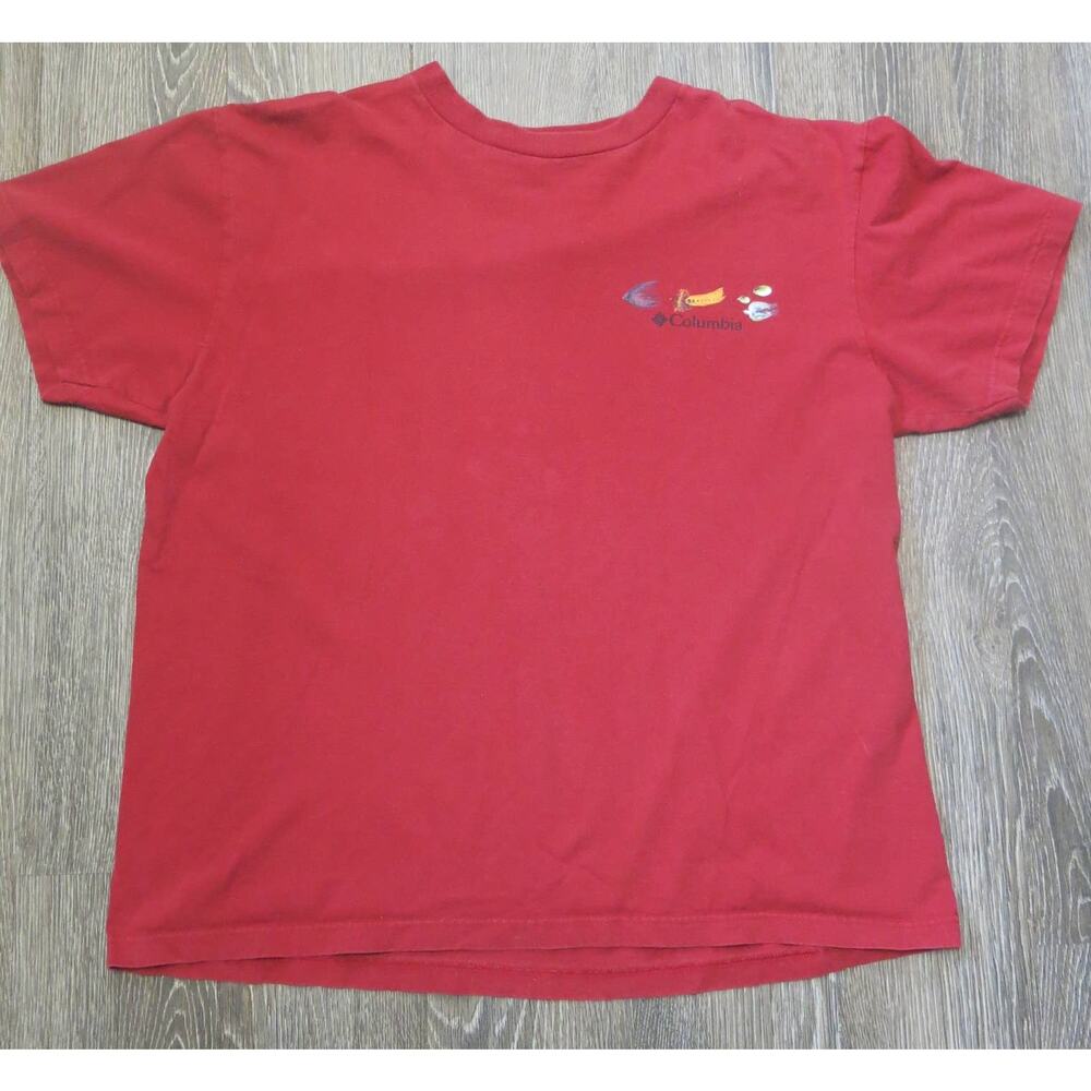 COLUMBIA SPORTSWEAR Fishing Lures/Flies T Shirt Size L Men's Periodic Table Red